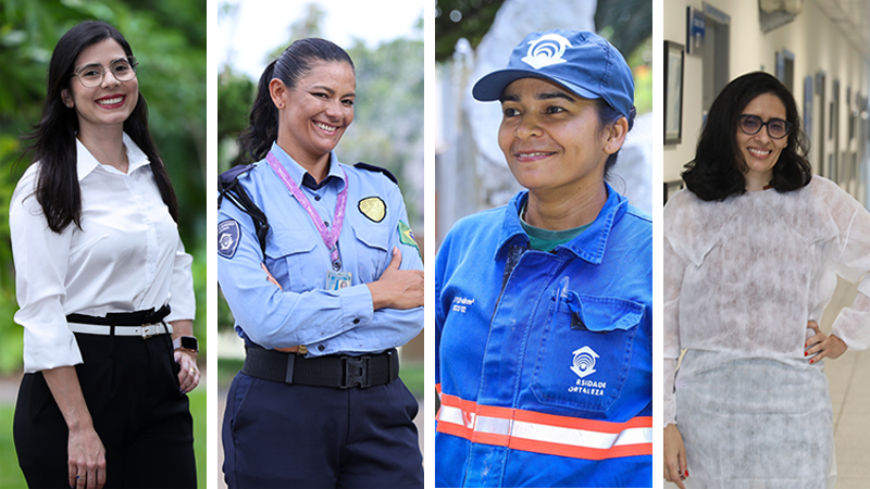 Presença feminina na pesquisa, saúde, segurança e manutenção da Unifor (Fotos: Ares Soares / Júlia Donato)