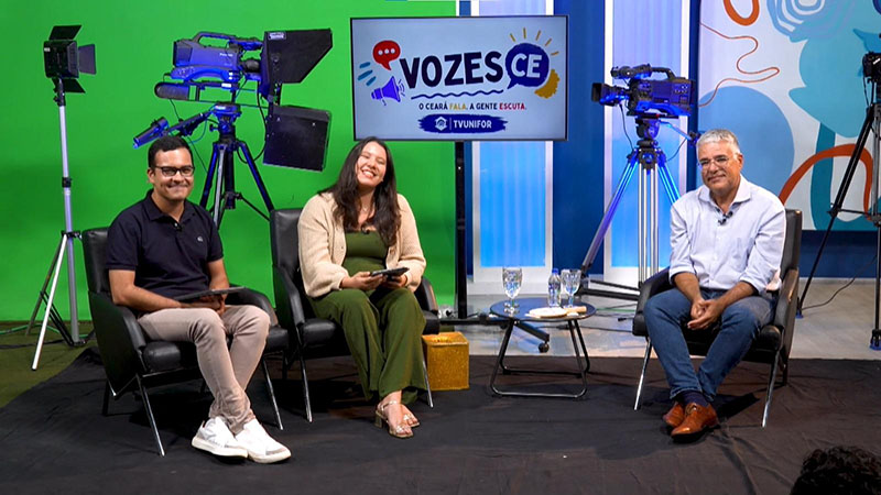 Primeiro episódio do Vozes CE recebe o pré candidato ao Governo do Ceará Eduardo Girão. (Foto: TV Unifor)