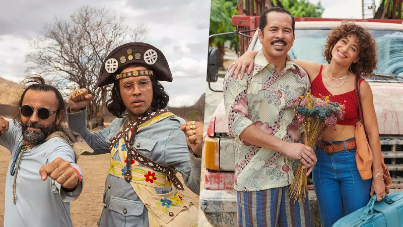 As séries “Cangaceiros do Futuro” e “Cine Holliúdy” têm como protagonista o cearense Edmilson Filho, com direção de outro cearense, Halder Gomes (Fotos: Divulgação/Netflix - Jorge Silvestre / Pipoca Moderna)