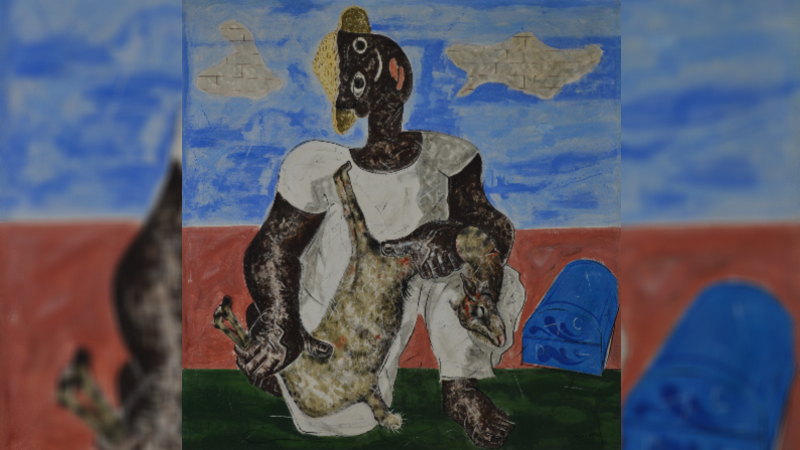 Uma das obras da Coleção FEQ que integram a exposição “Brasil! Brasil! The Birth of Modernism” é “Menino com carneiro”, de Portinari (Foto: Henry Nicholls/ AFP)