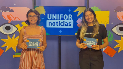 Luanna Moura e Wemile Santos apresentam a segunda edição do Unifor Notícias (Foto: Arquivo)