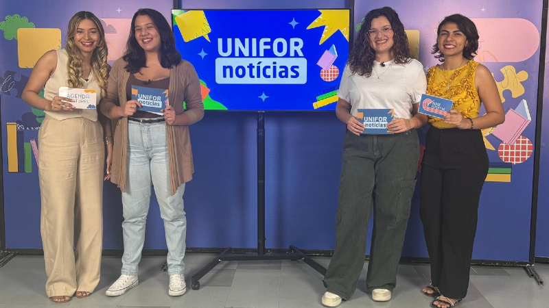 Ana Beatriz Casseb, Kaylane Garcia, Luanna Moura e Wemile Santos são as apresentadoras desta edição do Unifor Notícias (Foto: Arquivo pessoal)