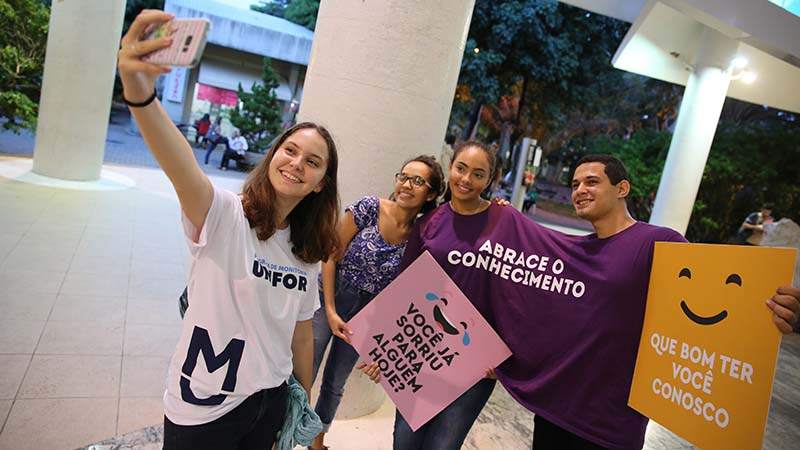 O início do semestre 2020.1 será marcado por uma programação especial para acolher os alunos novatos e veteranos da Universidade de Fortaleza (Unifor). Foto: Ares Soares.