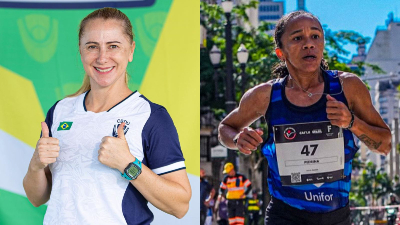 A docente e treinadora de atletismo Sônia Ficagna e a atleta Pedrina Silva Vieira são consideradas referências no atletismo brasileiro (Fotos: Arquivo Pessoal)