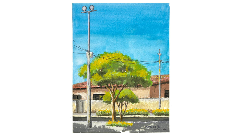 Ilustração de uma paisagem urbana de Fortaleza, por Marcos Bandeira