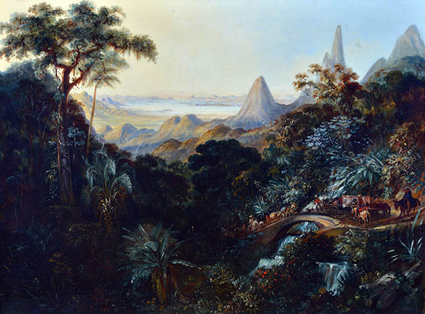 Johann Mortiz Rugendas - Vista da baía de Guanabara desde a serra dos órgãos - 1846 - óleo sobre tela