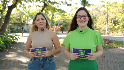 Letícia Caracas e Isabel Prado, estudantes de Jornalismo da Unifor, apresentam o Mundo no Campus nesta quarta-feira, às 19h (Foto: Weffiston Brasil/Divulgação)