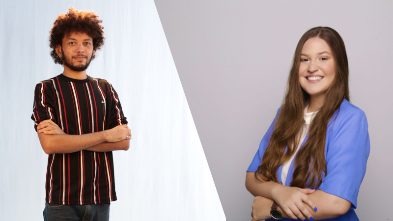 Davinilton Aguiar e Isabel Prado, estudantes de Jornalismo da Unifor, apresentam o Unifor Notícias desta sexta-feira ao vivo, às 17h30 (Foto: Divulgação)