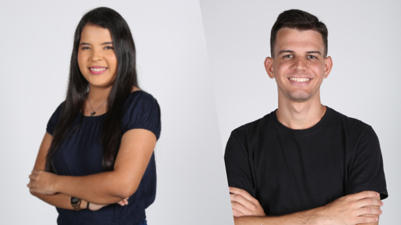 Davi Frota e Misaelly Silva, estudantes de Jornalismo da Unifor, apresentam o Unifor Notícias desta sexta-feira, a partir das 17h30 (Foto: Divulgação)