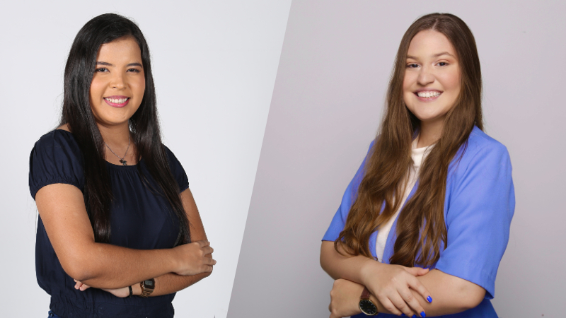 Misaelly Silva e Isabel Prado, estudantes de Jornalismo da Unifor, apresentam o Unifor Notícias nesta sexta-feira, a partir das 17h30 (Foto: Divulgação)