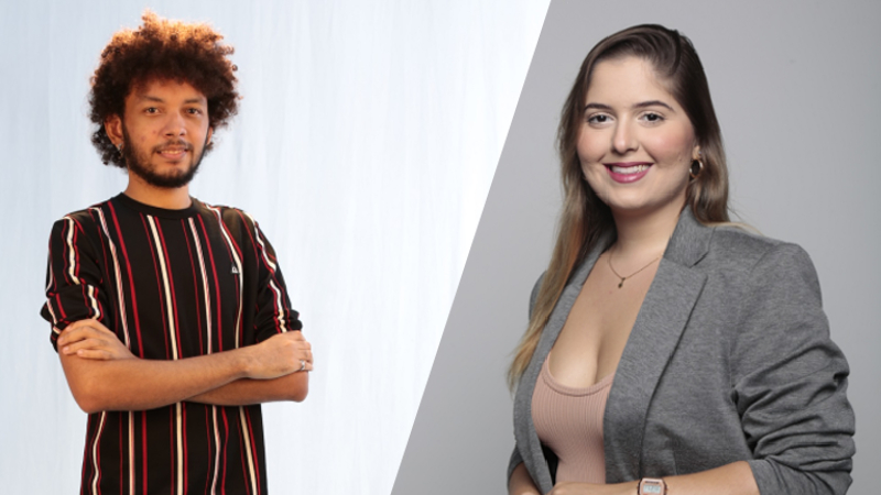 Davinilton Aguiar e Letícia Caracas, estudantes de Jornalismo da Unifor, apresentam o Unifor Notícias desta sexta-feira ao vivo, às 17h30 (Foto: Divulgação)