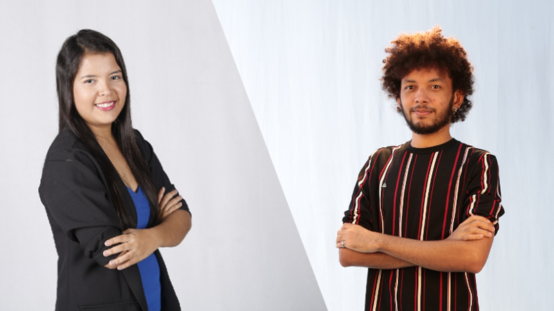 Os alunos Davinilton Aguiar e Misaelly Silva apresentam o Unifor Notícias desta sexta-feira, 19 de agosto, ao vivo, às 17h30. (Foto: Divulgação)