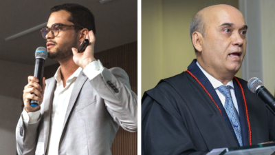 Advogado Iago Capistrano e desembargador Luciano Lima, da esquerda para a direita, vão ministrar a aula inaugural (Imagem: Arquivo Pessoal)