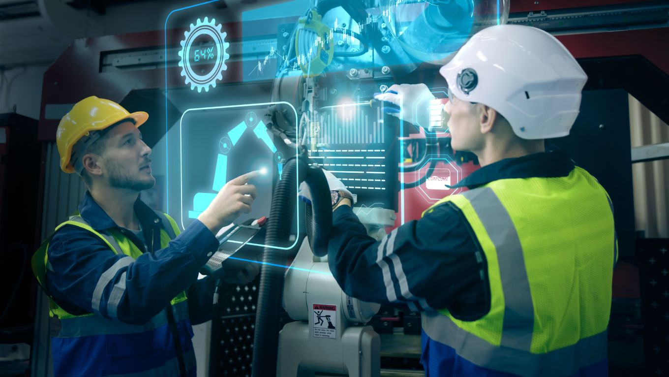 Engenheiro manuseia equipamento digital