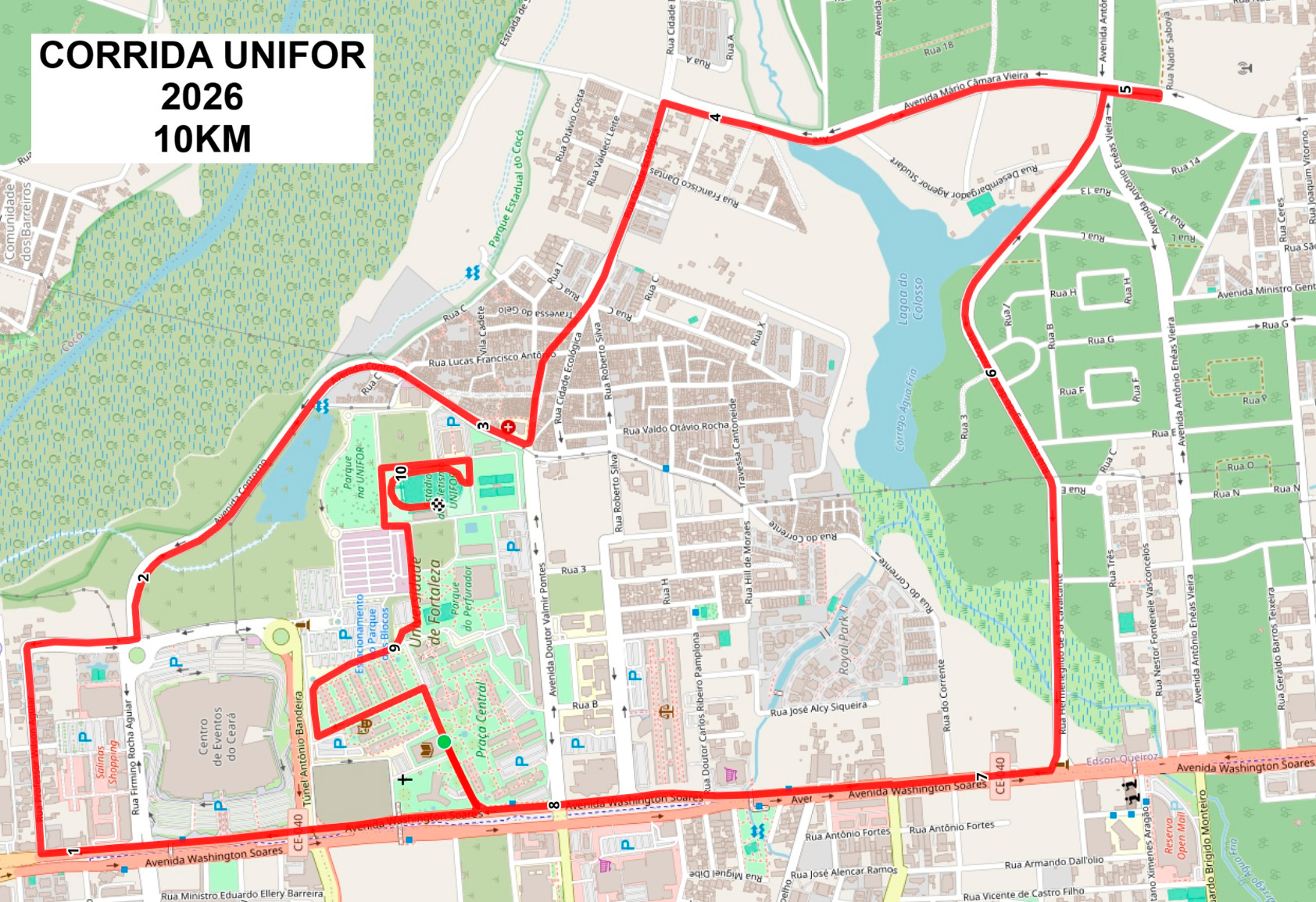 Percurso da corrida Unifor