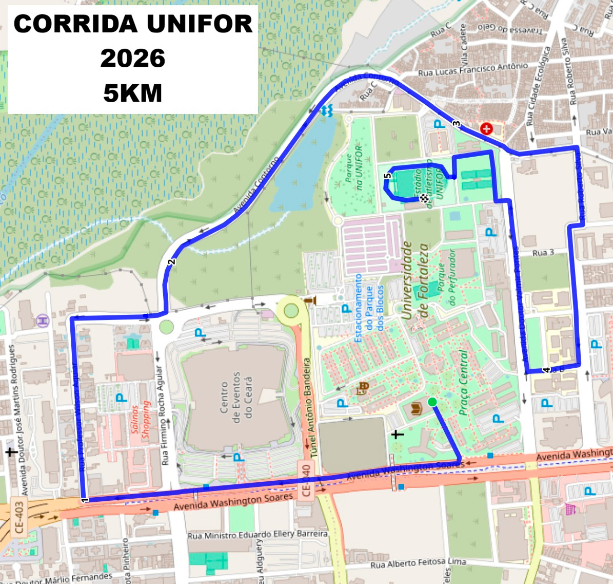 Percurso da corrida Unifor