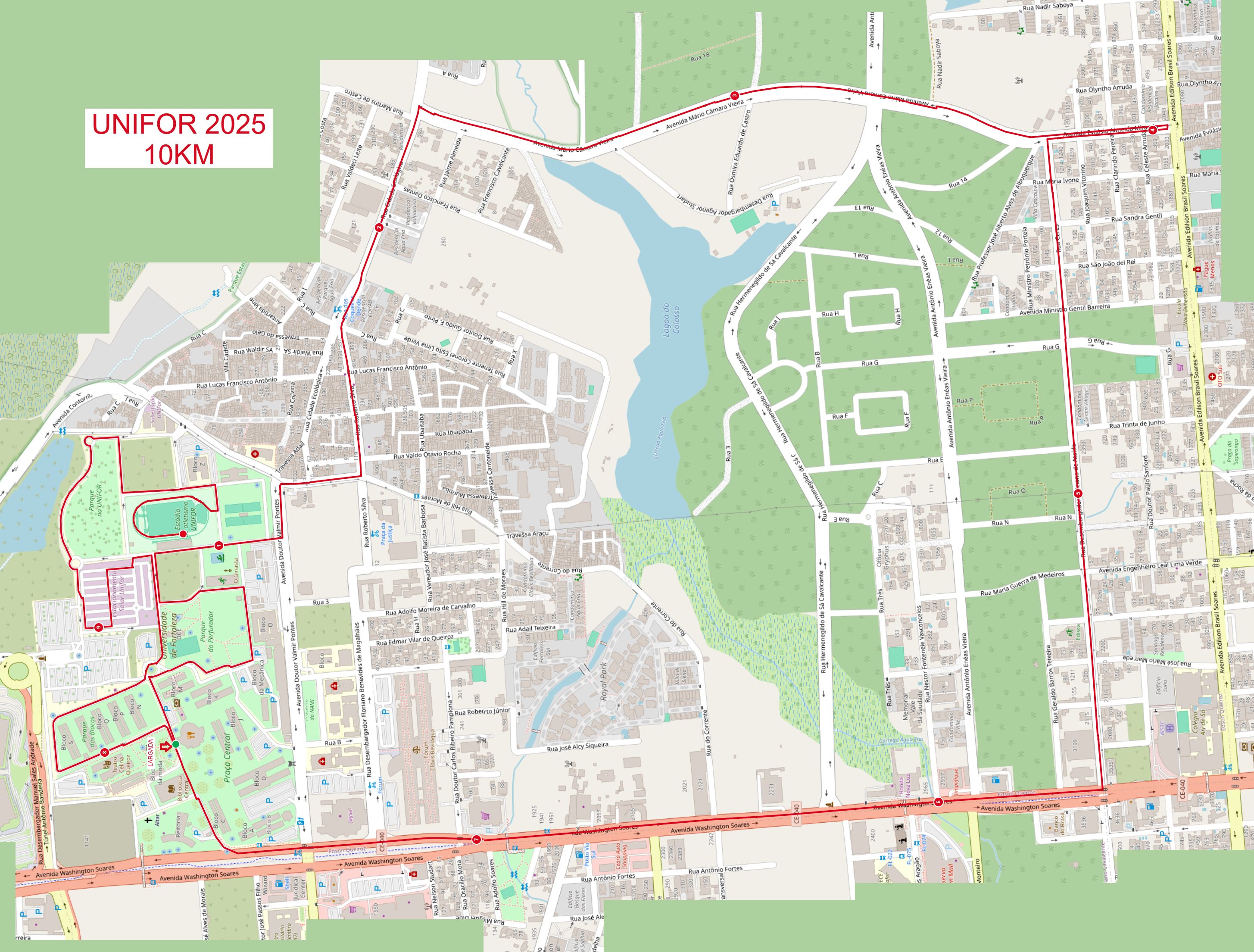 Percurso da corrida Unifor