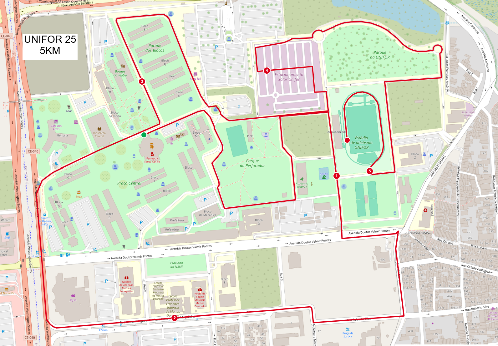 Percurso da corrida Unifor